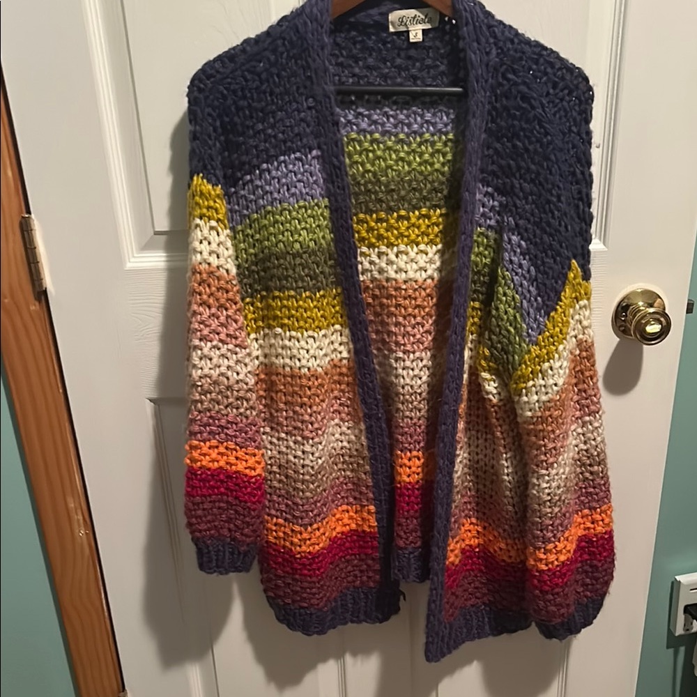 Blue and Purple Cardigan Sweater Open Front